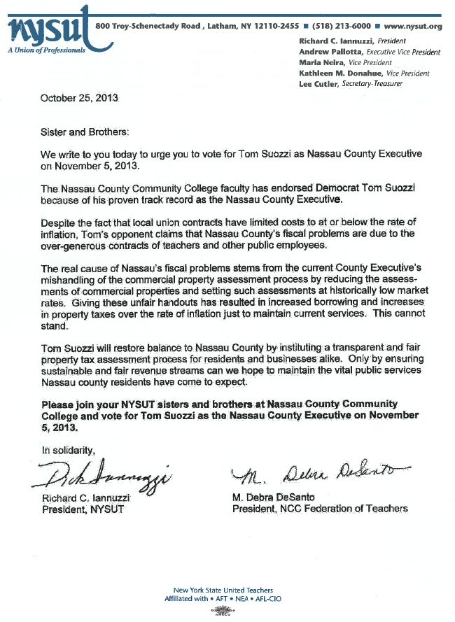 NYSUT NCCFT Endorsement Letter